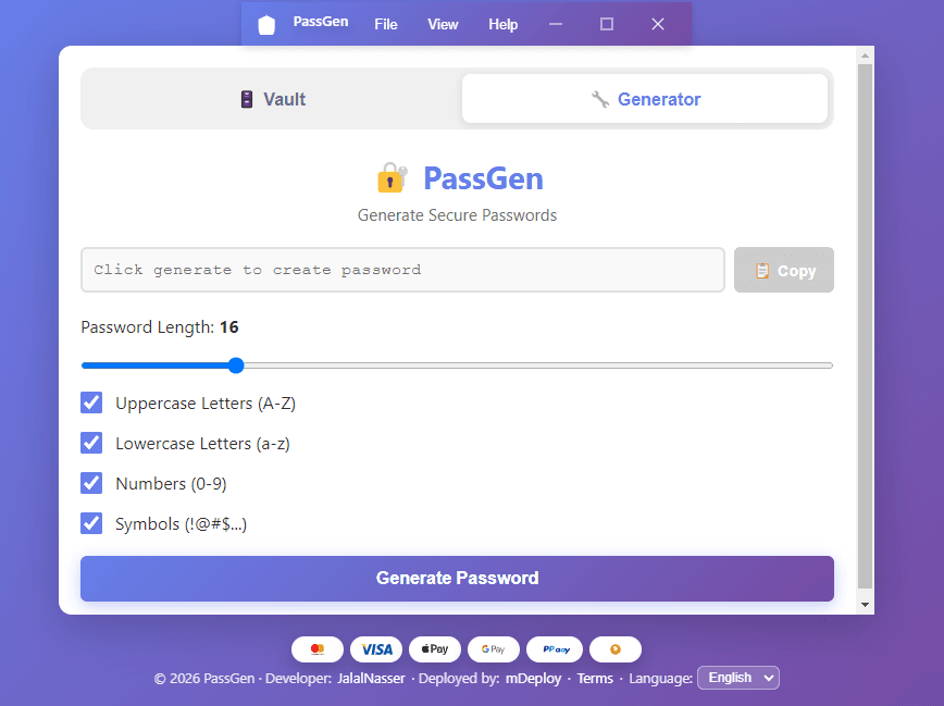 Password Generator Screen